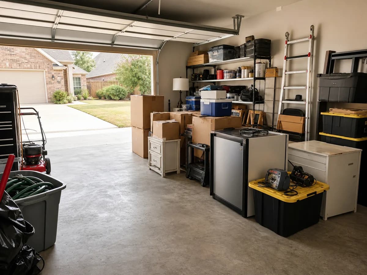 Garage items staged for cleanout